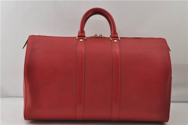 Authentic Louis Vuitton Epi Keepall 45 Boston Travel Bag Red M42977 LV 0012E