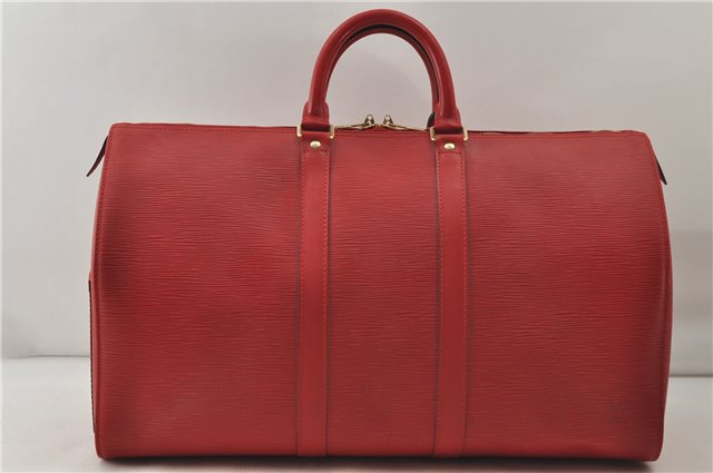 Authentic Louis Vuitton Epi Keepall 45 Boston Travel Bag Red M42977 LV 0012E