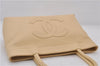 Authentic Vintage CHANEL Caviar Skin CC Logo Shoulder Tote Bag Ivory 0013E