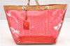 Authentic CELINE C Macadam Blason Chain Shoulder Tote Bag Vinyl Red 0014G