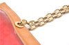 Authentic CELINE C Macadam Blason Chain Shoulder Tote Bag Vinyl Red 0014G