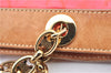 Authentic CELINE C Macadam Blason Chain Shoulder Tote Bag Vinyl Red 0014G