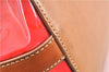 Authentic CELINE C Macadam Blason Chain Shoulder Tote Bag Vinyl Red 0014G