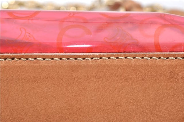 Authentic CELINE C Macadam Blason Chain Shoulder Tote Bag Vinyl Red 0014G