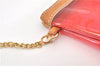Authentic CELINE C Macadam Blason Chain Shoulder Tote Bag Vinyl Red 0014G