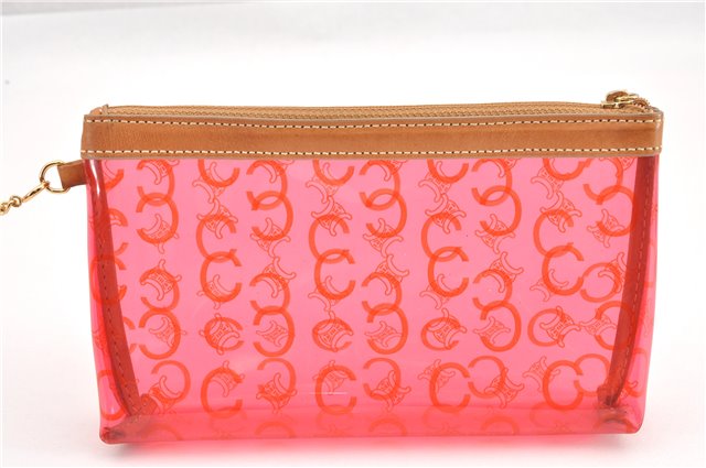 Authentic CELINE C Macadam Blason Chain Shoulder Tote Bag Vinyl Red 0014G