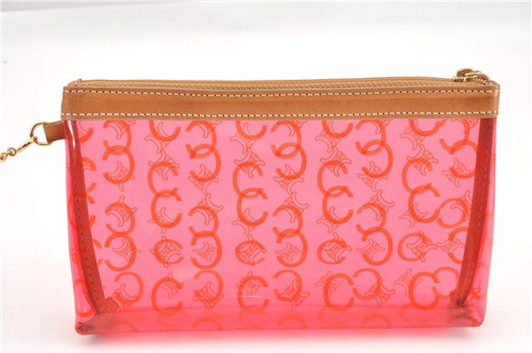 Authentic CELINE C Macadam Blason Chain Shoulder Tote Bag Vinyl Red 0014G