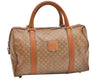 Authentic CELINE Macadam Blason Pattern Hand Boston Bag PVC Leather Brown 0017G