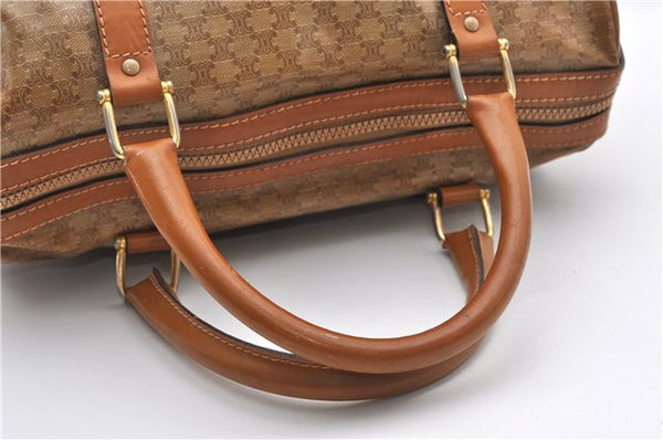 Authentic CELINE Macadam Blason Pattern Hand Boston Bag PVC Leather Brown 0017G