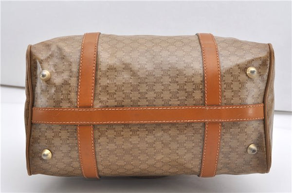 Authentic CELINE Macadam Blason Pattern Hand Boston Bag PVC Leather Brown 0017G