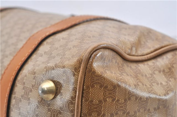 Authentic CELINE Macadam Blason Pattern Hand Boston Bag PVC Leather Brown 0017G