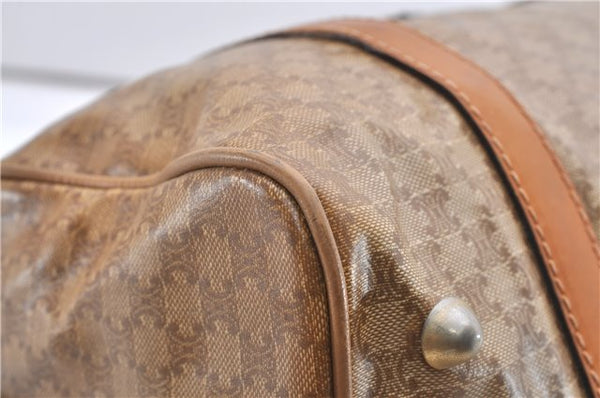Authentic CELINE Macadam Blason Pattern Hand Boston Bag PVC Leather Brown 0017G