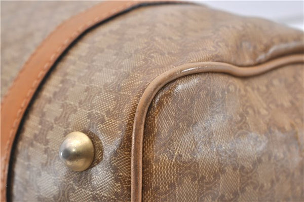 Authentic CELINE Macadam Blason Pattern Hand Boston Bag PVC Leather Brown 0017G