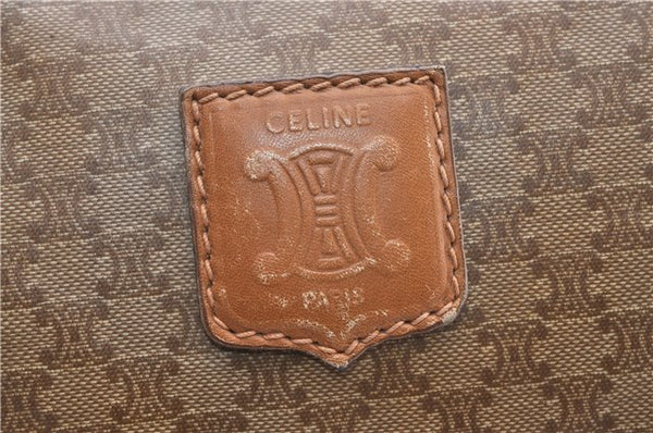 Authentic CELINE Macadam Blason Pattern Hand Boston Bag PVC Leather Brown 0017G