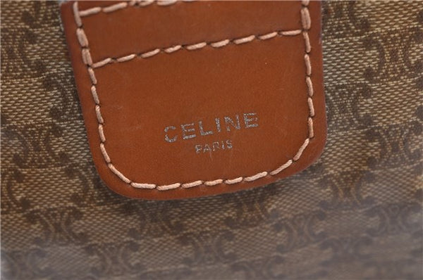Authentic CELINE Macadam Blason Pattern Hand Boston Bag PVC Leather Brown 0017G