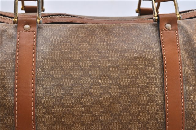 Authentic CELINE Macadam Blason Pattern Hand Boston Bag PVC Leather Brown 0017G