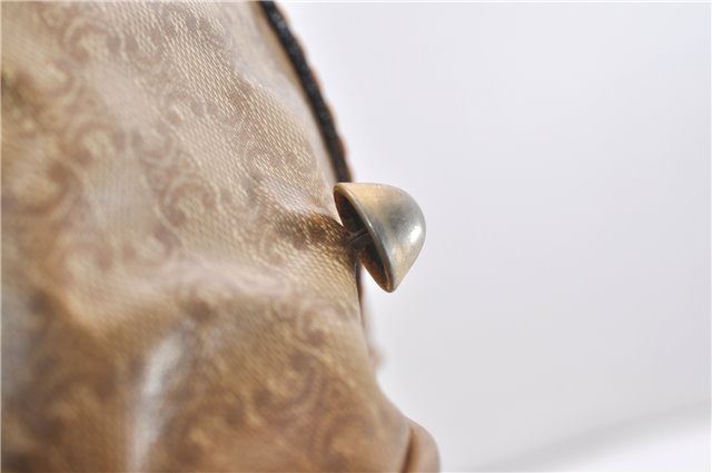 Authentic CELINE Macadam Blason Pattern Hand Boston Bag PVC Leather Brown 0017G
