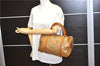 Authentic CELINE Macadam Blason Pattern Hand Boston Bag PVC Leather Brown 0017G