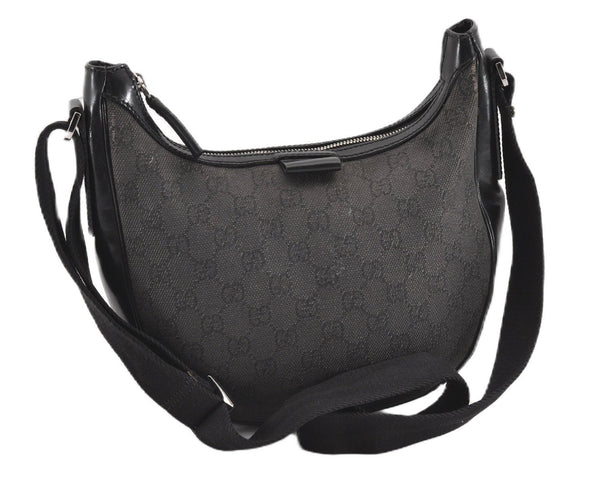 Authentic GUCCI Shoulder Cross Body Bag GG Canvas Leather 212937 Black 0018G