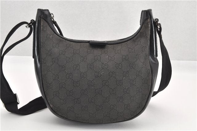 Authentic GUCCI Shoulder Cross Body Bag GG Canvas Leather 212937 Black 0018G