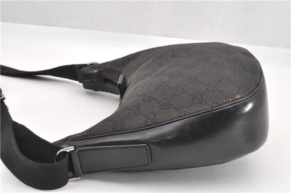 Authentic GUCCI Shoulder Cross Body Bag GG Canvas Leather 212937 Black 0018G