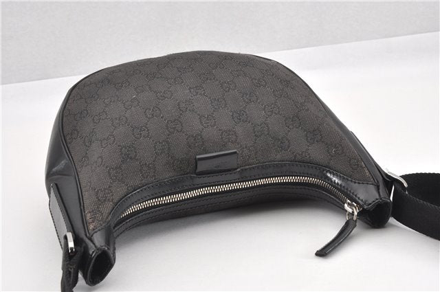 Authentic GUCCI Shoulder Cross Body Bag GG Canvas Leather 212937 Black 0018G