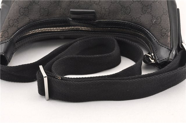 Authentic GUCCI Shoulder Cross Body Bag GG Canvas Leather 212937 Black 0018G