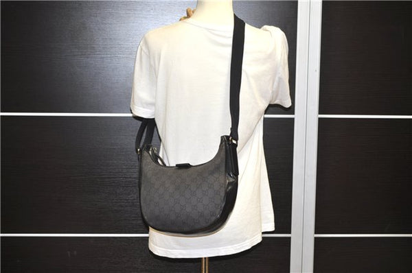 Authentic GUCCI Shoulder Cross Body Bag GG Canvas Leather 212937 Black 0018G
