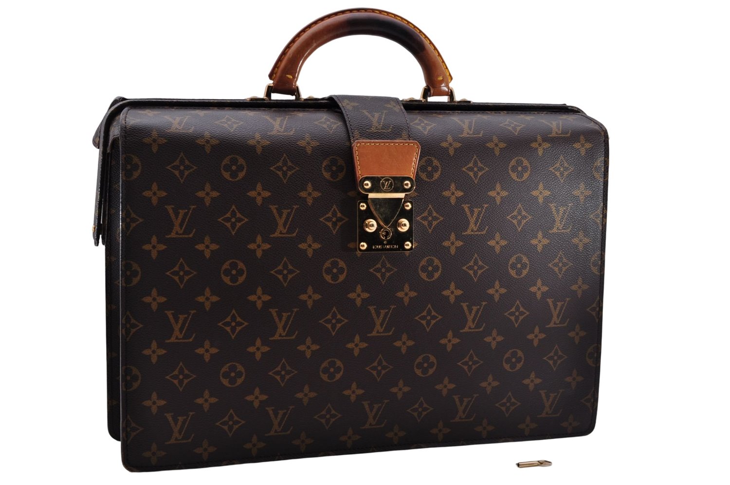 Authentic Louis Vuitton Monogram Serviette Fermoir Briefcase M53305 LV 0019E
