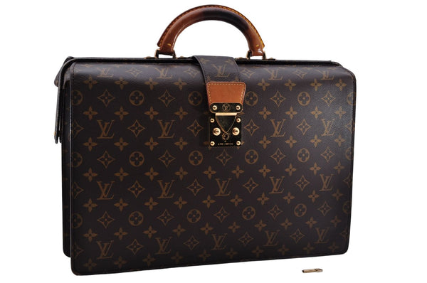 Authentic Louis Vuitton Monogram Serviette Fermoir Briefcase M53305 LV 0019E