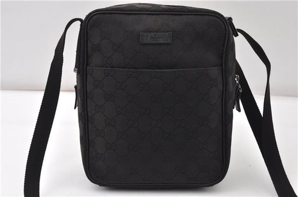Authentic GUCCI Shoulder Cross Body Bag GG Canvas Leather 122759 Black 0019G