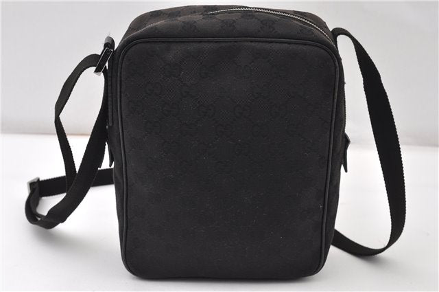 Authentic GUCCI Shoulder Cross Body Bag GG Canvas Leather 122759 Black 0019G