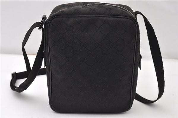 Authentic GUCCI Shoulder Cross Body Bag GG Canvas Leather 122759 Black 0019G