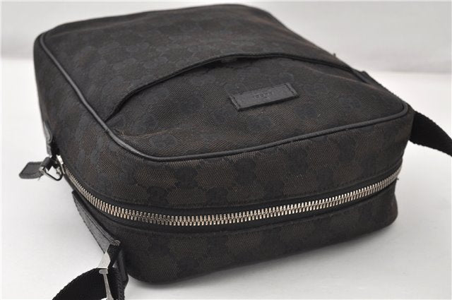 Authentic GUCCI Shoulder Cross Body Bag GG Canvas Leather 122759 Black 0019G