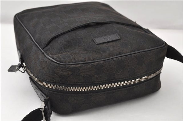 Authentic GUCCI Shoulder Cross Body Bag GG Canvas Leather 122759 Black 0019G