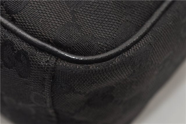 Authentic GUCCI Shoulder Cross Body Bag GG Canvas Leather 122759 Black 0019G