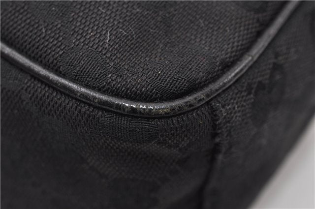 Authentic GUCCI Shoulder Cross Body Bag GG Canvas Leather 122759 Black 0019G