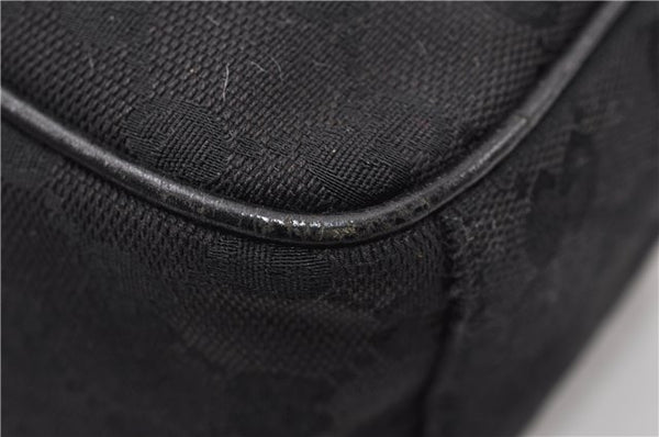 Authentic GUCCI Shoulder Cross Body Bag GG Canvas Leather 122759 Black 0019G