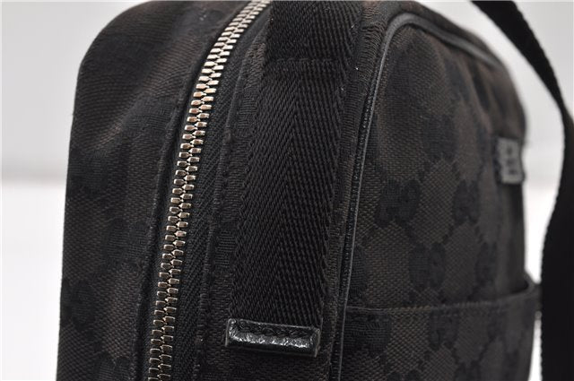 Authentic GUCCI Shoulder Cross Body Bag GG Canvas Leather 122759 Black 0019G