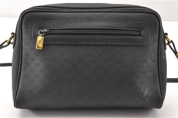 Authentic GUCCI Micro GG PVC Leather Shoulder Cross Body Bag Purse Black 0020G