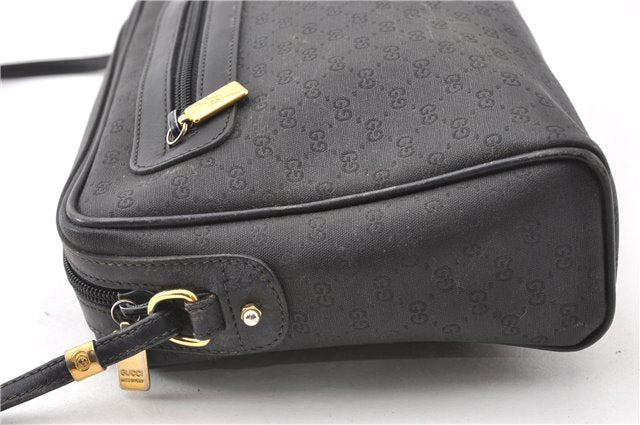 Authentic GUCCI Micro GG PVC Leather Shoulder Cross Body Bag Purse Black 0020G
