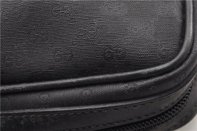 Authentic GUCCI Micro GG PVC Leather Shoulder Cross Body Bag Purse Black 0020G