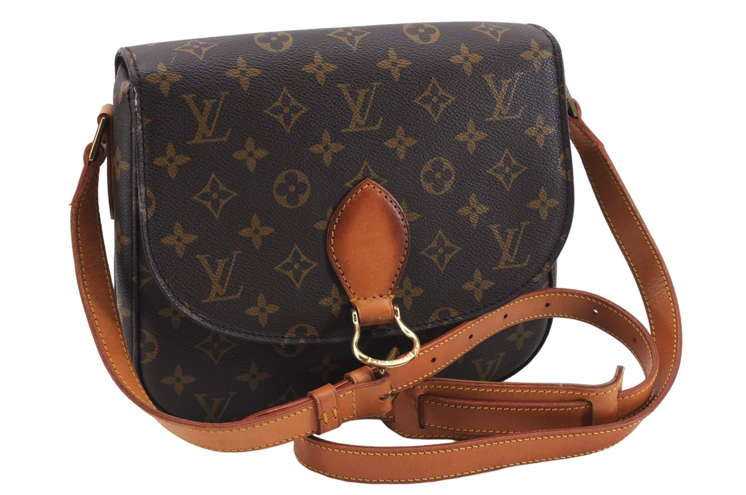 Auth Louis Vuitton Monogram Saint Cloud GM Shoulder Cross Bag M51242 LV 0021E