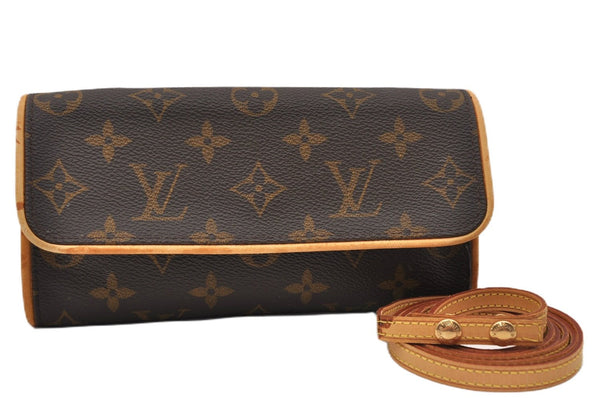 Authentic Louis Vuitton Monogram Pochette Twin PM Shoulder Bag M51854 LV 0021F