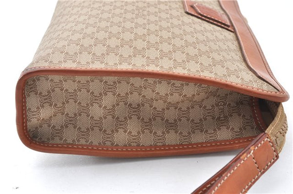 Authentic CELINE Macadam Blason Pattern Clutch Hand Bag PVC Leather Beige 0021G