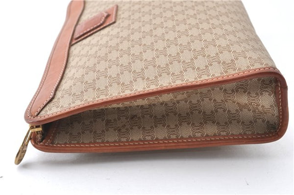 Authentic CELINE Macadam Blason Pattern Clutch Hand Bag PVC Leather Beige 0021G
