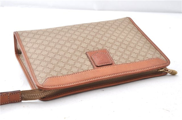 Authentic CELINE Macadam Blason Pattern Clutch Hand Bag PVC Leather Beige 0021G