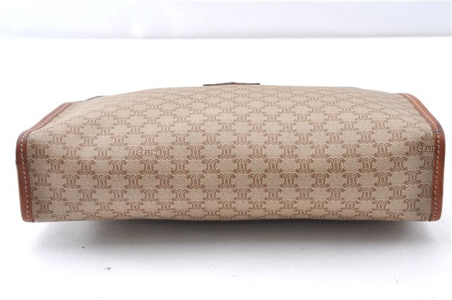 Authentic CELINE Macadam Blason Pattern Clutch Hand Bag PVC Leather Beige 0021G