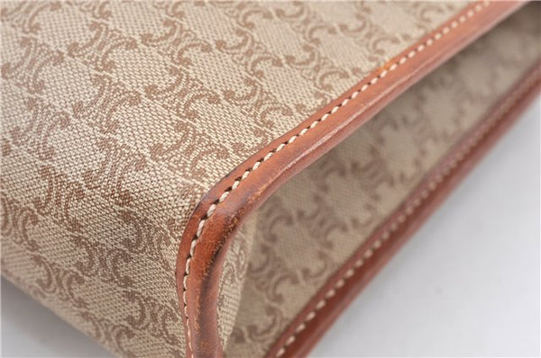 Authentic CELINE Macadam Blason Pattern Clutch Hand Bag PVC Leather Beige 0021G