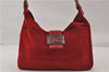 Authentic FENDI Shoulder Hand Bag Purse Suede Leather Red 0023E